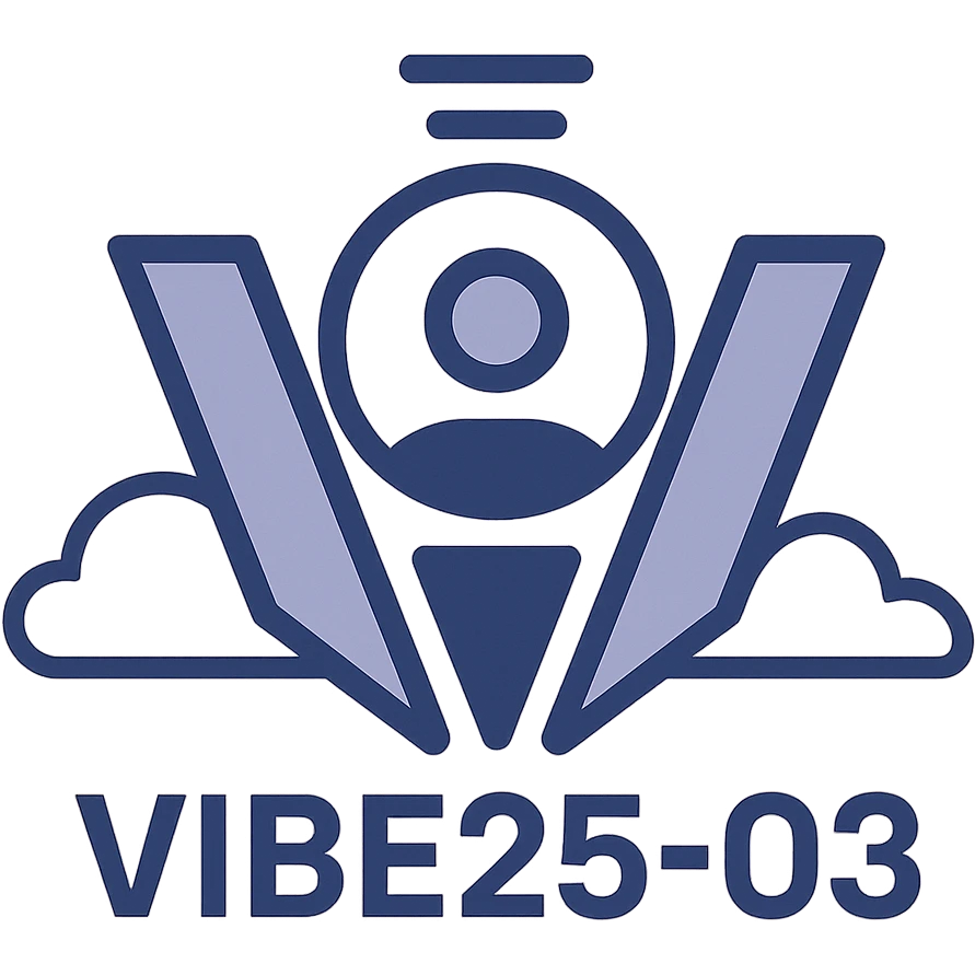 logo for VIBE25-03, minimalist, geometric, futuristic, clean lines, tech-inspired emoji