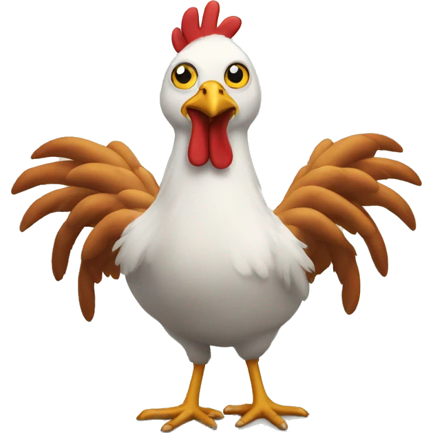 Chicken with hands emoji