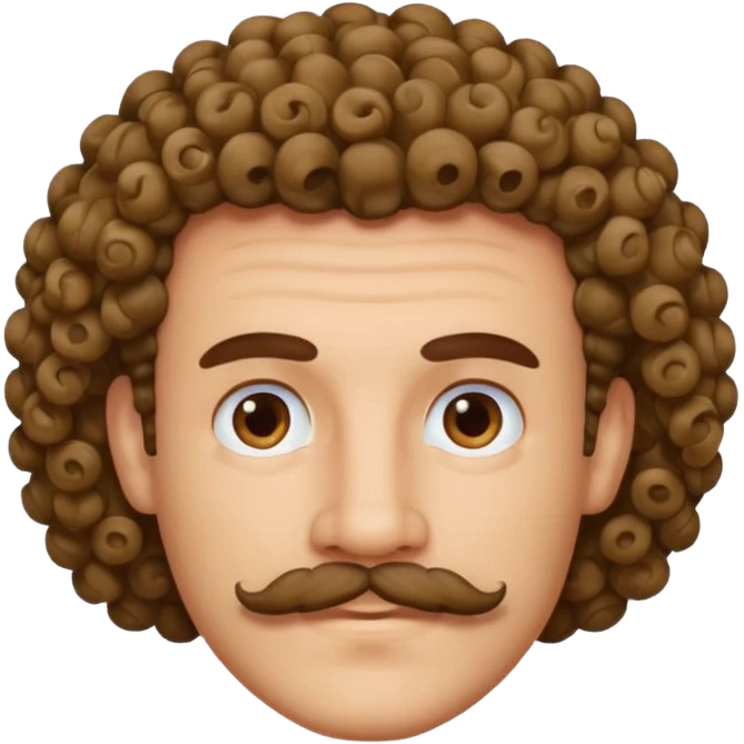 A man with curls sikje en snor  emoji