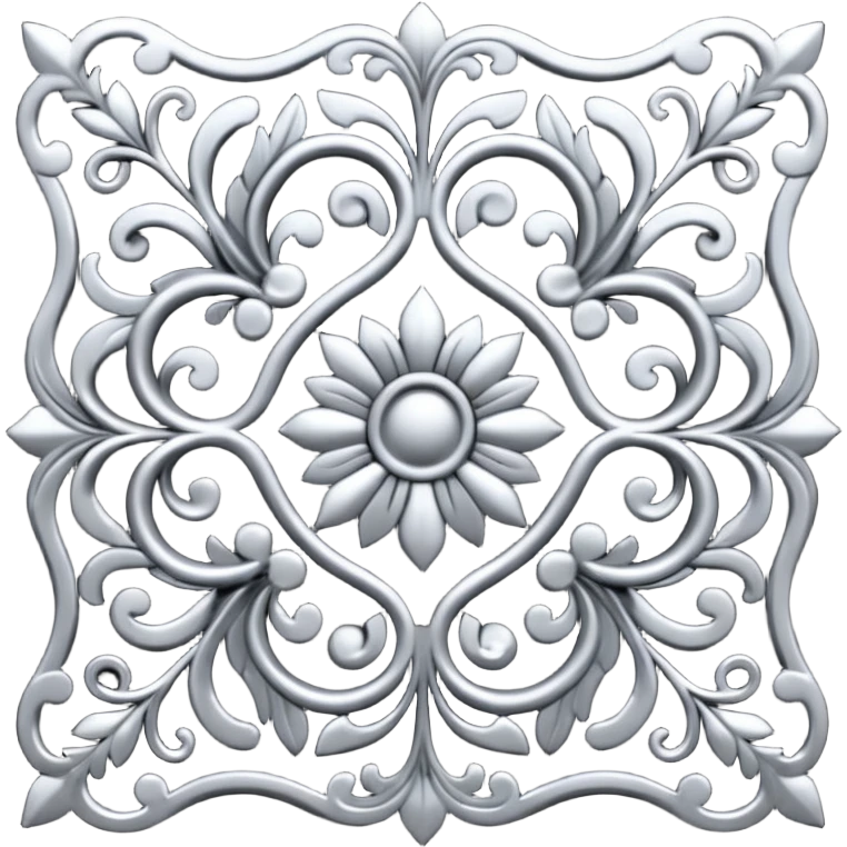 Black and silver filigree design, 3D, extremely detailed design emoji