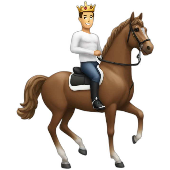 Cristiano Ronaldo sur un cheval blanc avec une couronne emoji