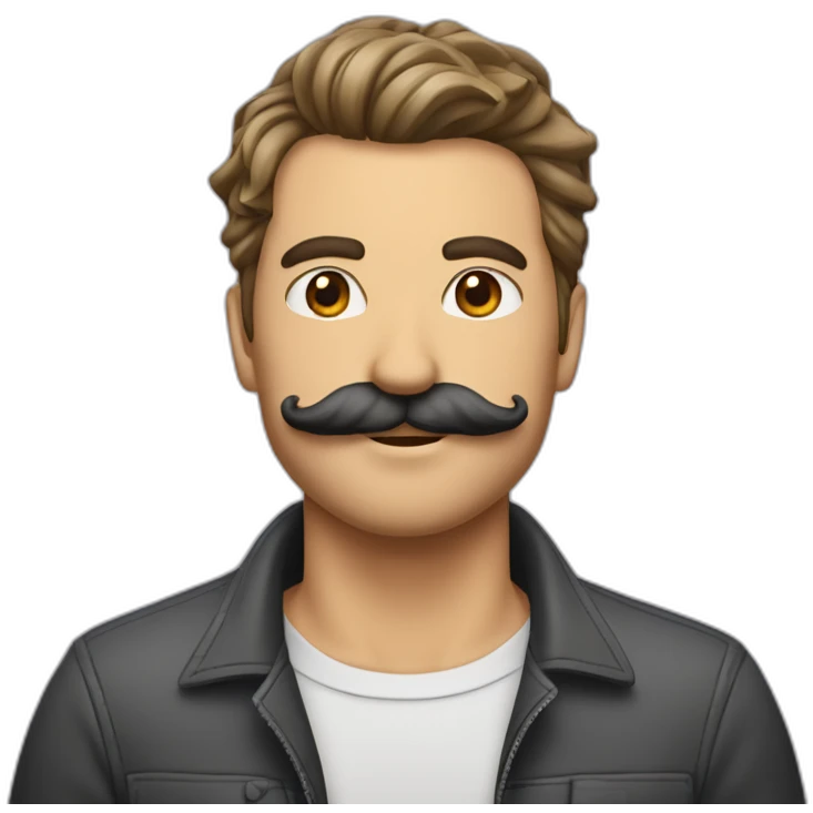 Homme au cheveux lisser sur le côté et avec une moustache carrée emoji