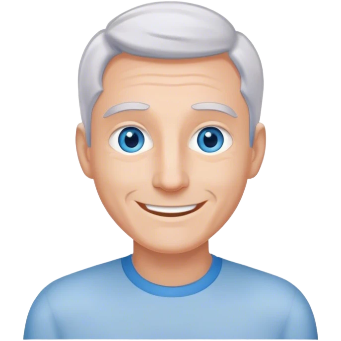 Smiling gray man blue eyes Without mustache emoji
