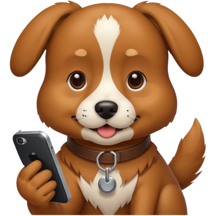 Pies z telefonem emoji