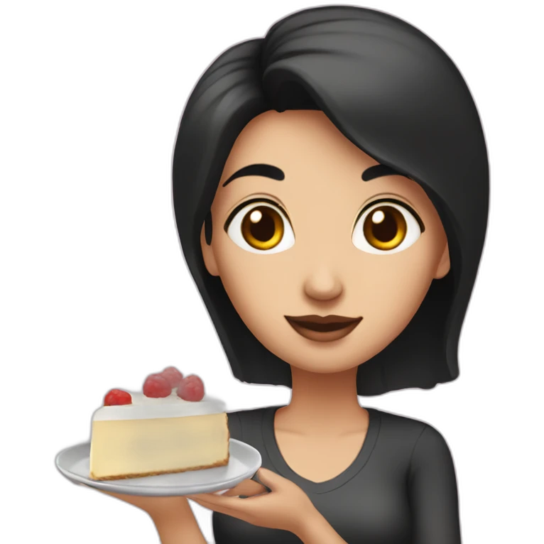 Woman with black hair and White skin Preparing cheescake emoji