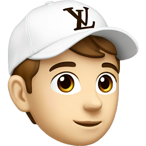 White handsome boy Louis Vuitton cap mm brown colour  emoji