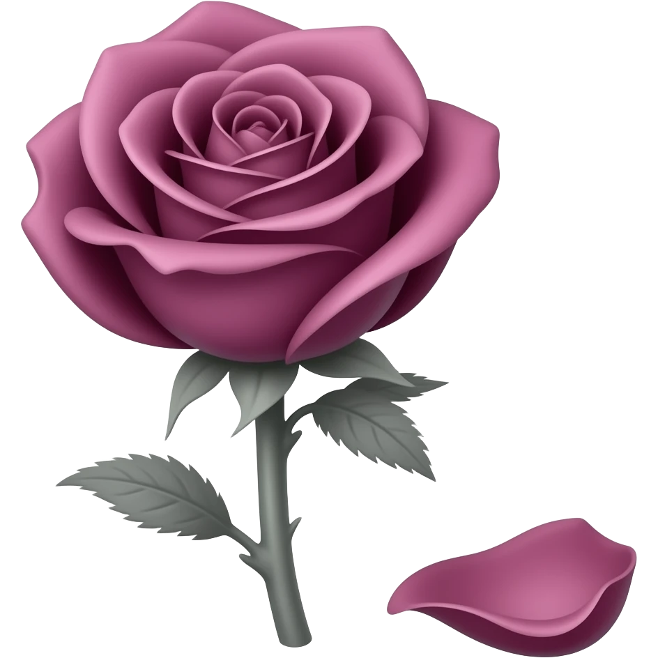 make stem grey, change color of rose to a deeper purple and add a fallen petal keep shape the same emoji