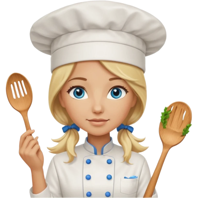 Long Blonde hair blue eyed female chef emoji