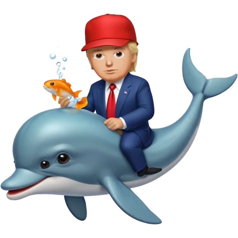 trump at walmart while riding a dolphin and eating goldfish  emoji