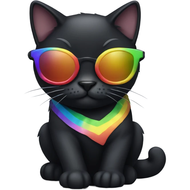 Black cat with rainbow sunglasses emoji