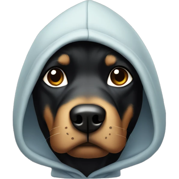 Black dog with pointed ears wearing a hoodie emoji