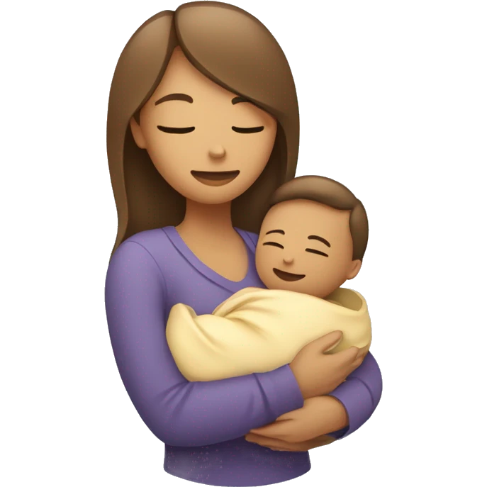An emoji featuring a mother holding a baby close, with a heart symbol to convey love and care. The baby could be depicted as gently resting against the mother’s chest. emoji