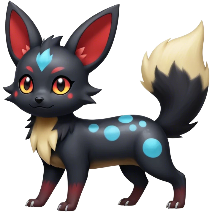 Zorua-Umbreon-hybrid, full body, splotch markings emoji