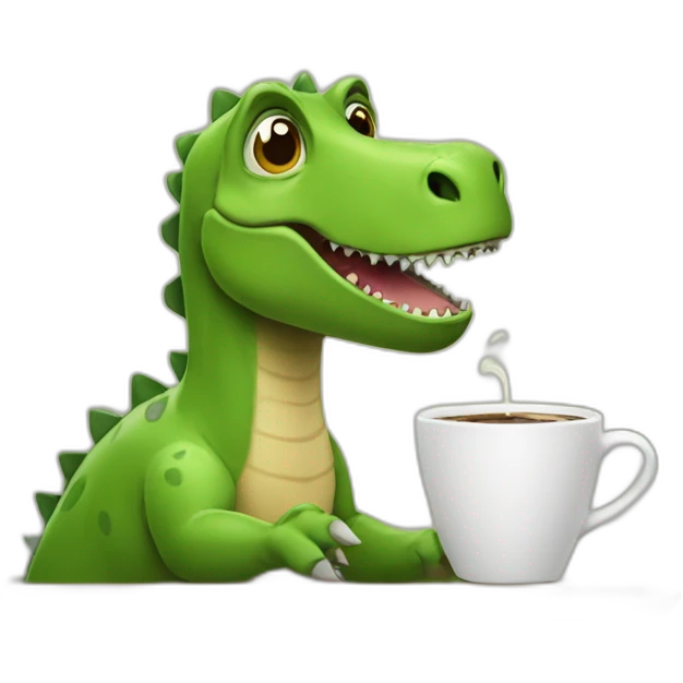 dinosaur drinks coffee emoji