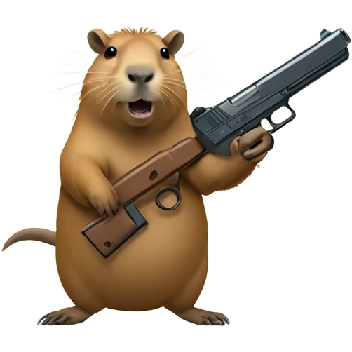 Capybara with a pistol emoji