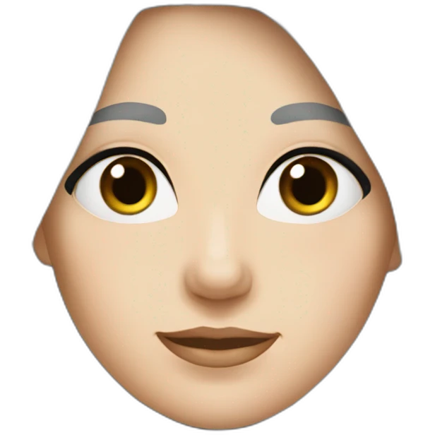 Woman at 40s, white pale skin, grey hair, big black eyes emoji