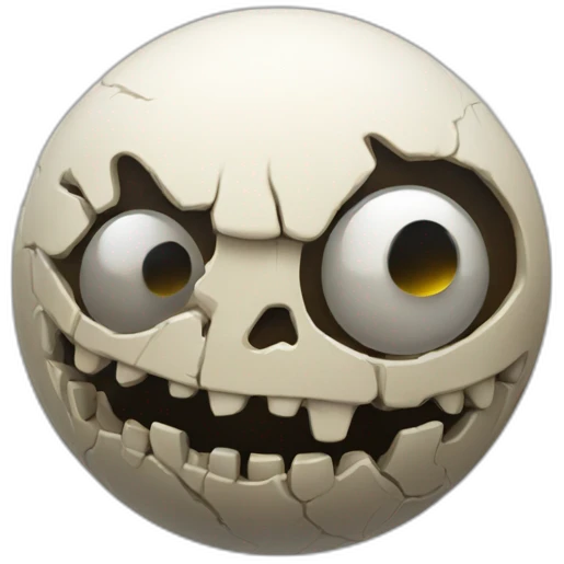 3d sphere with a cartoon Wither Skeleton skin texture with big underdeveloped eyes emoji