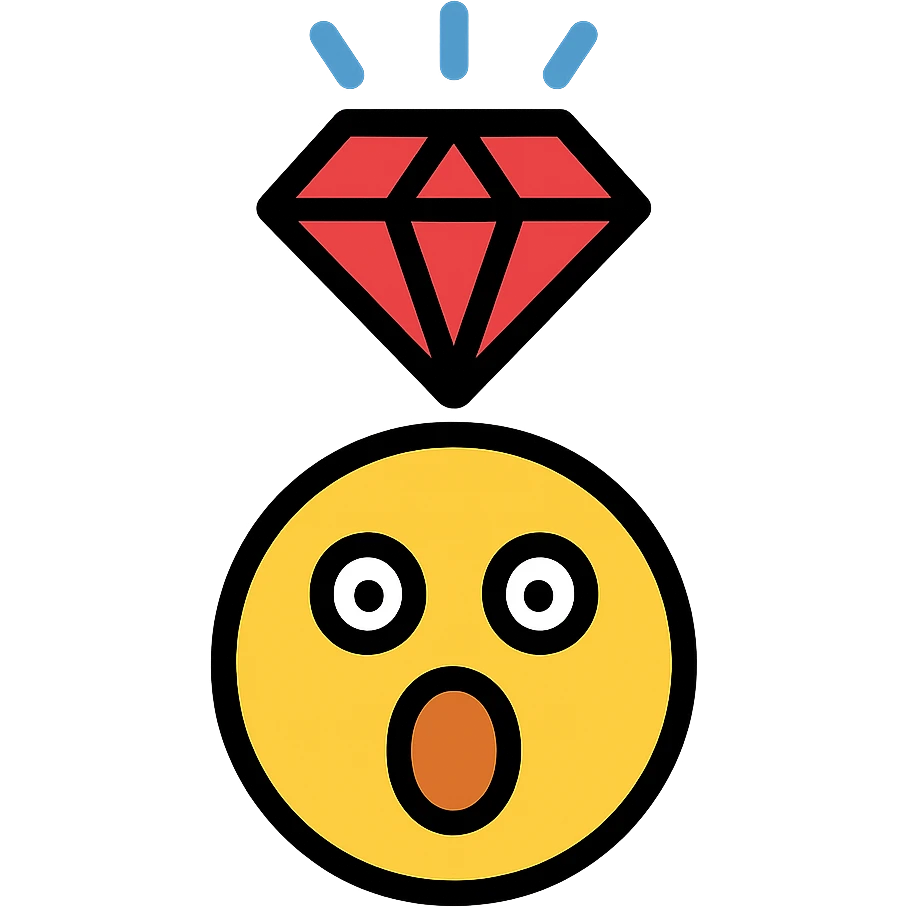 surprised face with a ruby above the head emoji