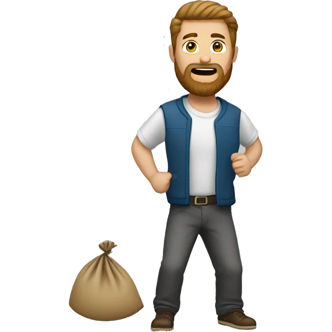 White man with brown beard throwing beanbags emoji