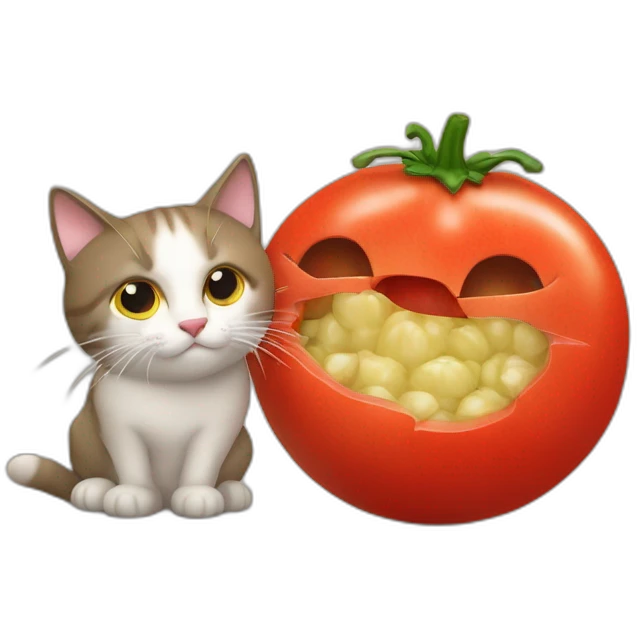 Une tomate qui mange un chat emoji