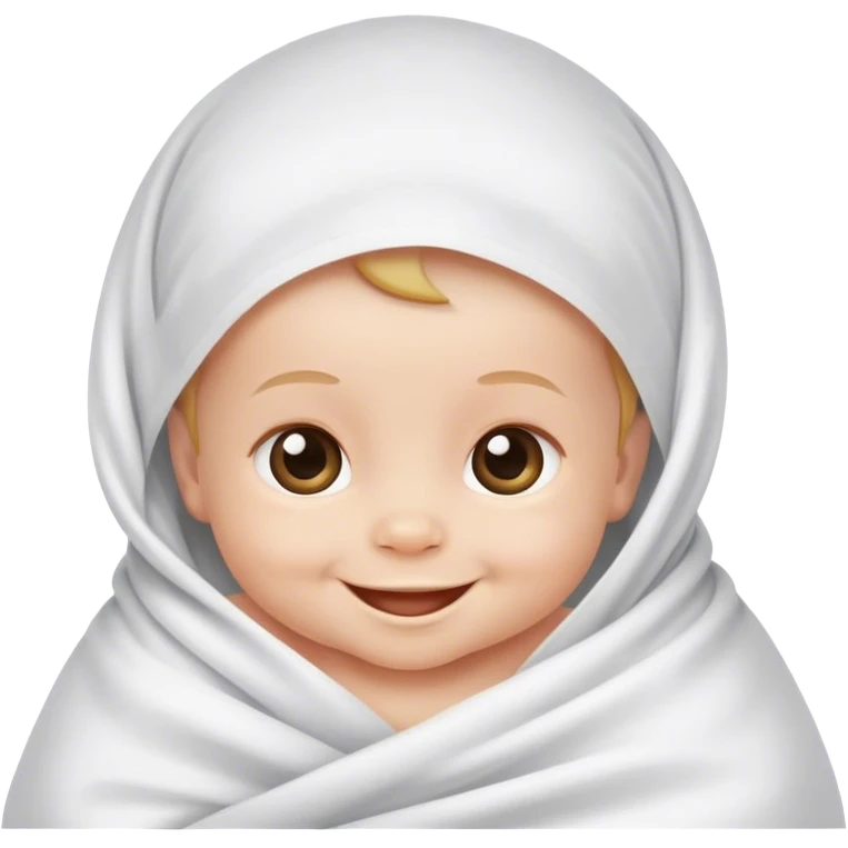 newborn baby smiling in white sheet emoji