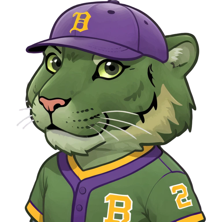 Tiger wearing purple and gold baseball uniform no letters  emoji