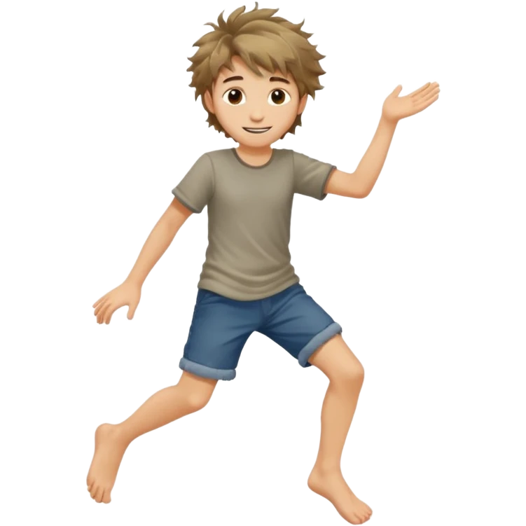 barefooted boy with messy hair emoji
