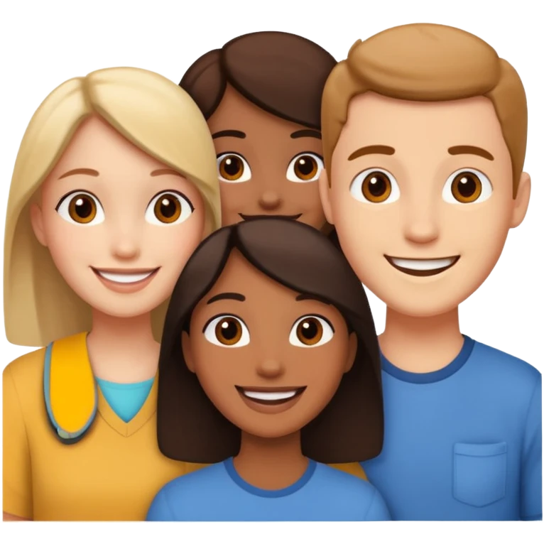 Three friends talking and looking each other emoji