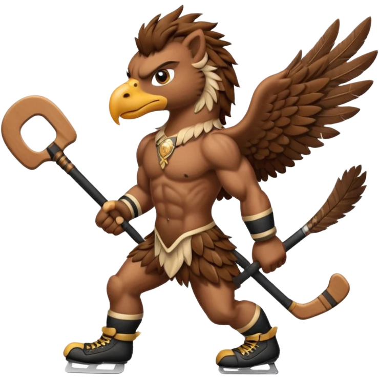 a griffin with a hockey stick emoji