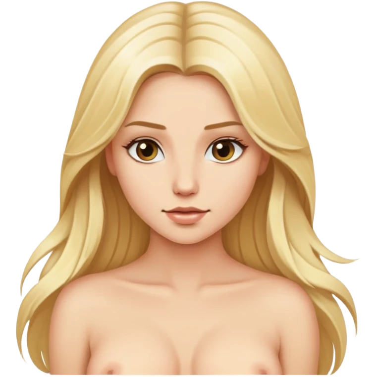 красивая блондинка с длинными волосами и голой грудью emoji