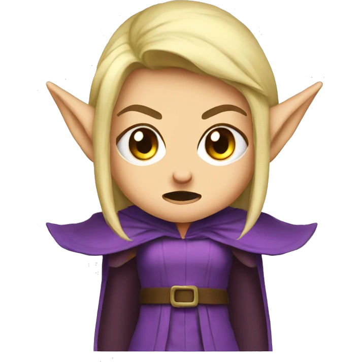 enraged angry, Noble female Elf with Elf ears and blonde hair and purple robes emoji