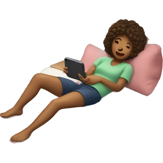 Girl laying in her bed playing on her iPhone  emoji