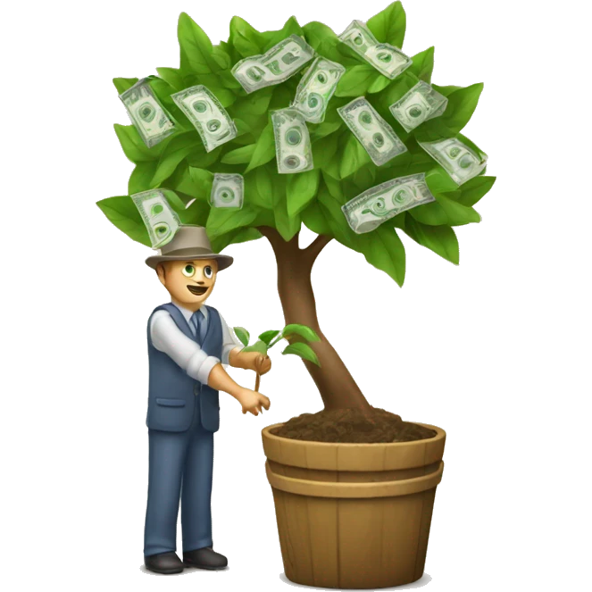 Harvesting money from money tree emoji