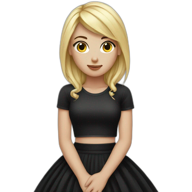 curvy emo girl sits black skirt emoji