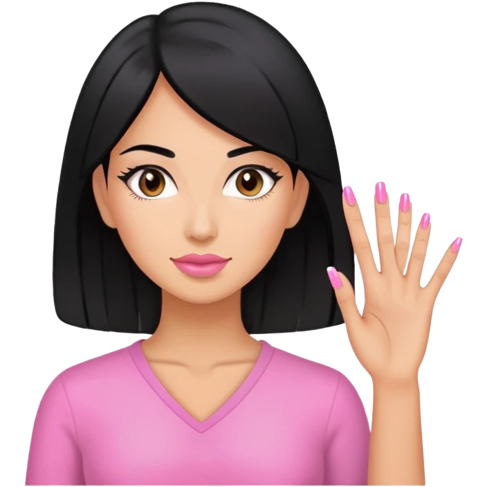 Pink Nail Tech with black hair emoji