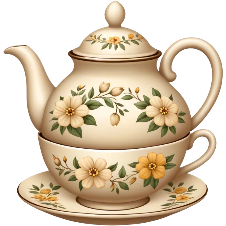 Vintage tea beige with flower design emoji