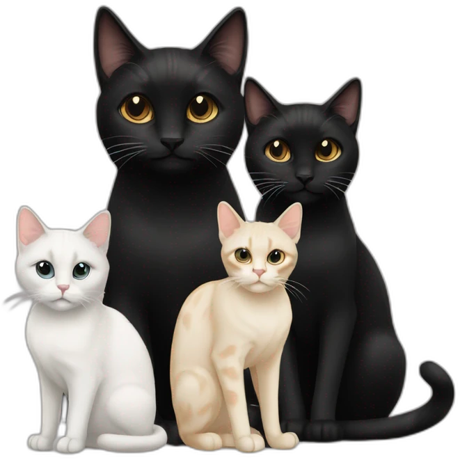 two black cats and one colourpoint cat emoji
