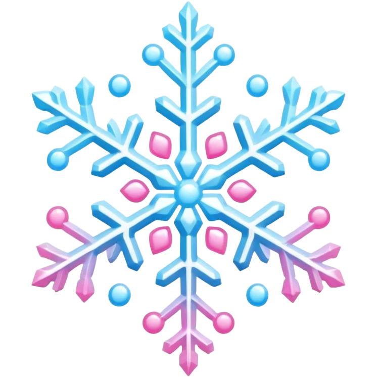 snowflake pink heart color white baby blue and baby pink glitter glow basic realist emoji