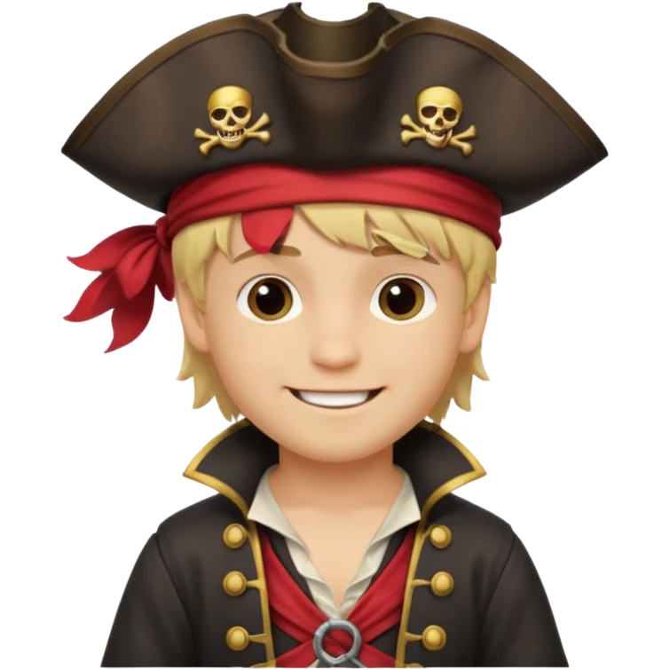 boy with blond hair that is dressed as a pirate emoji
