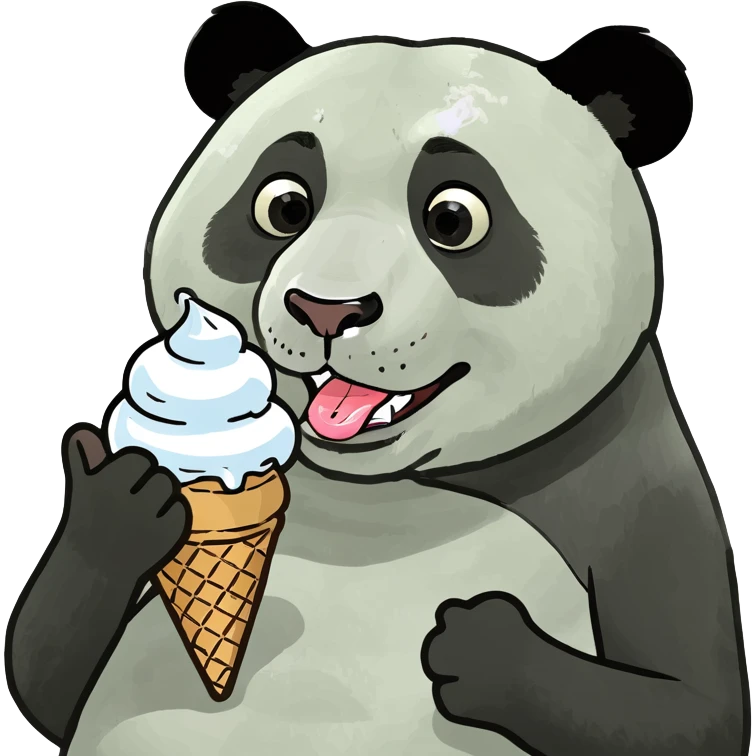 Panda eating ice cream emoji