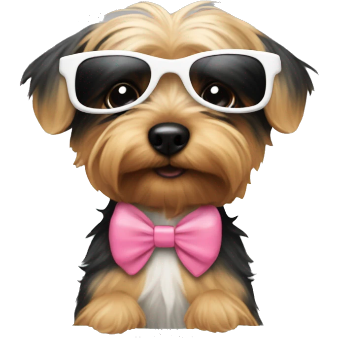 Dorkie with white sunglasses and bows  emoji