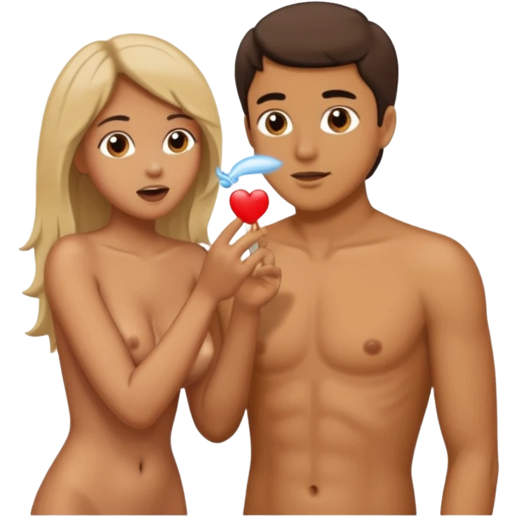 Nude woman performs blowjob to man emoji