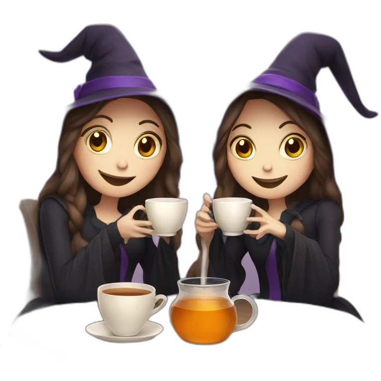 Two Witches drinking tea emoji