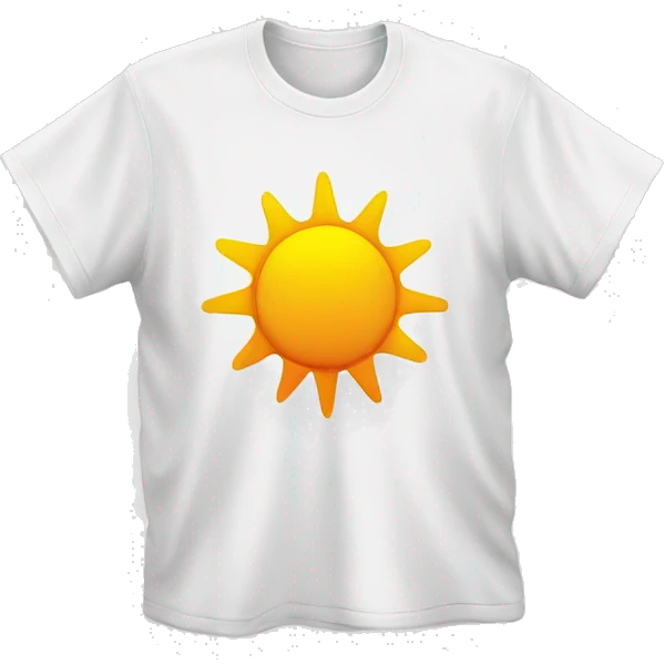 white t-shirt with sun emoji emoji