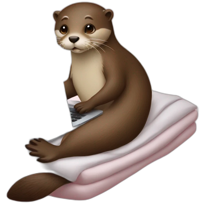 female vet otter in bed with a macbook emoji