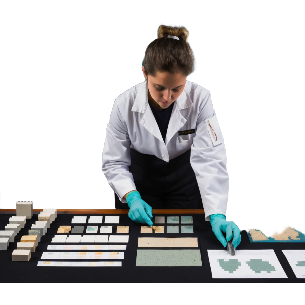 Marine geologist with scientific tools studying ocean floor samples on ship emoji