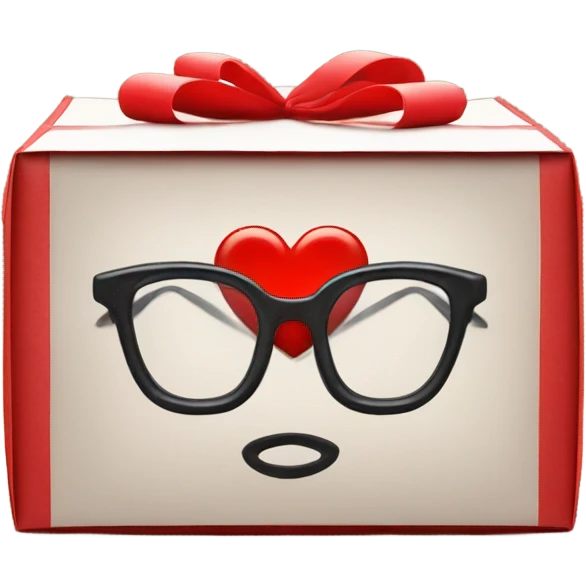 smart box with glasses above a big red heart emoji