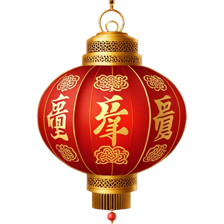Chinese New Year red lantern – Cinematic Realistic Chinese New Year Red Lantern, depicted as an exquisitely crafted lantern adorned with intricate red and gold patterns, softly glowing against a dark background with subtle calligraphic details, evoking festive warmth and tradition. emoji