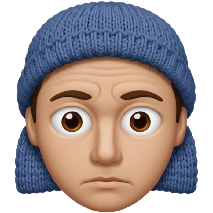 full face with nose, eyes, lips etc. look like knitted emoji