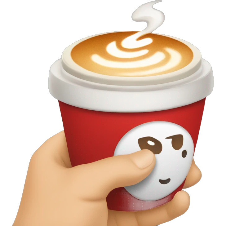 A red coffee cup with a latte in it  emoji